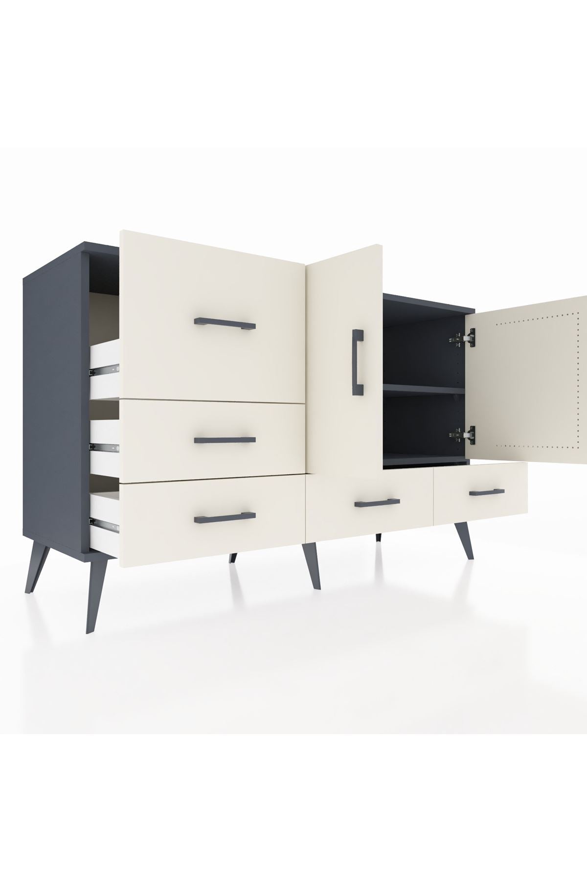 Kronos Konsol 4 Raflı 5 Çekmeceli 2 Kapaklı 132x59x83 - S606M047V13C