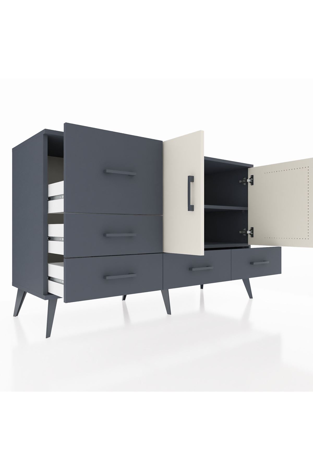Kronos Konsol 4 Raflı 5 Çekmeceli 2 Kapaklı 132x59x83 - S606M047V14C