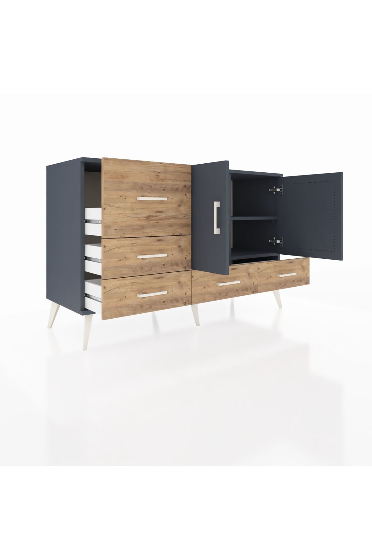 Kronos Konsol 4 Raflı 5 Çekmeceli 2 Kapaklı 132x59x83 - S606M047V18C