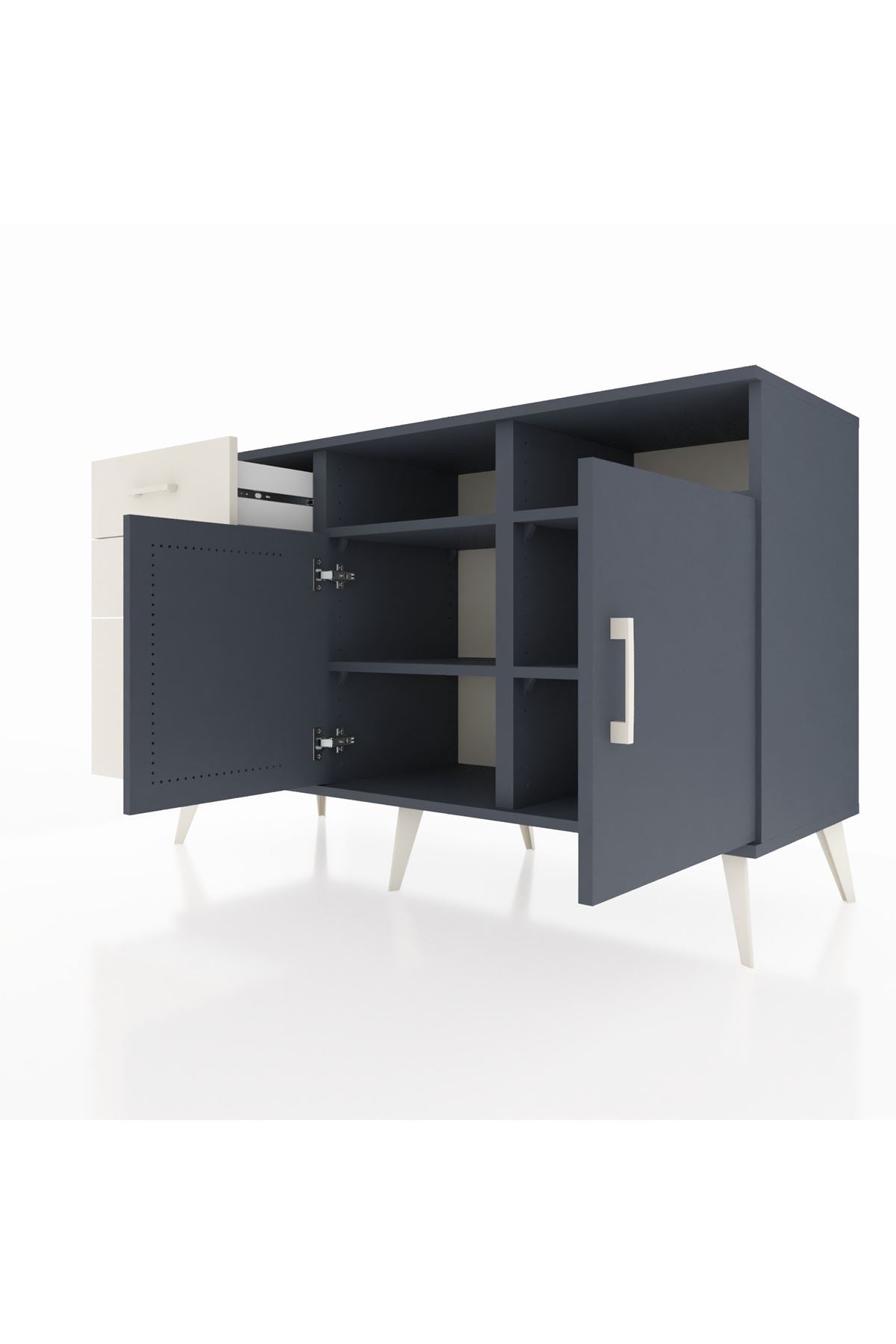 Kronos Konsol 4 Raflı 3 Çekmeceli 2 Kapaklı 132x59x83 - S606M048V16C