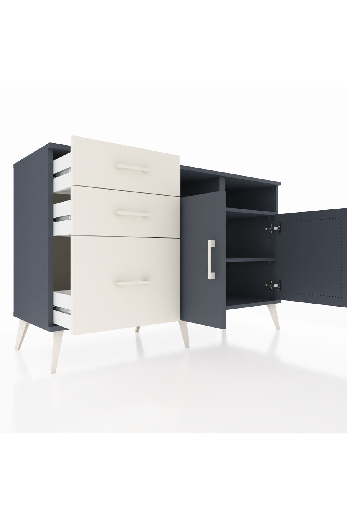 Kronos Konsol 4 Raflı 3 Çekmeceli 2 Kapaklı 132x59x83 - S606M048V16C