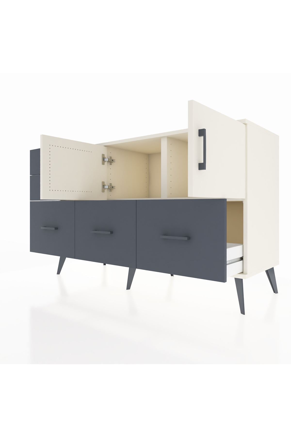 Kronos Konsol 2 Raflı 5 Çekmeceli 2 Kapaklı 132x59x83 - S606M049V05C