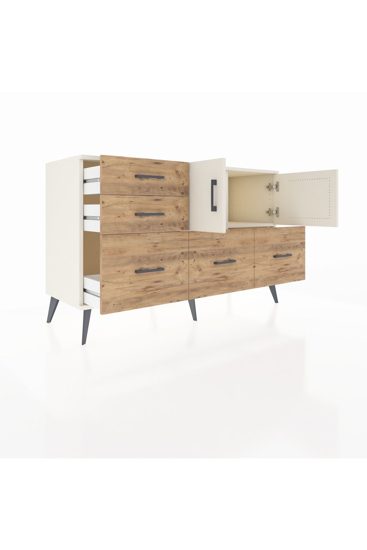 Kronos Konsol 2 Raflı 5 Çekmeceli 2 Kapaklı 132x59x83 - S606M049V06C