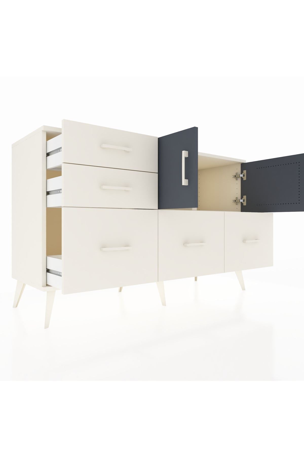 Kronos Konsol 2 Raflı 5 Çekmeceli 2 Kapaklı 132x59x83 - S606M049V07C
