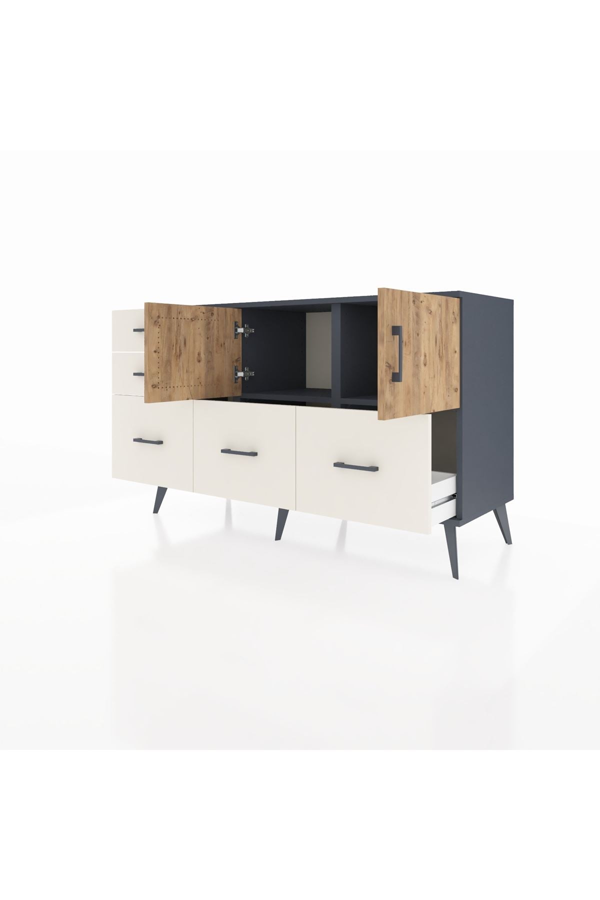 Kronos Konsol 2 Raflı 5 Çekmeceli 2 Kapaklı 132x59x83 - S606M049V10C