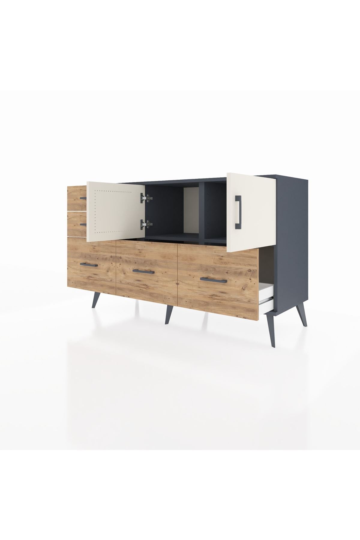 Kronos Konsol 2 Raflı 5 Çekmeceli 2 Kapaklı 132x59x83 - S606M049V15C