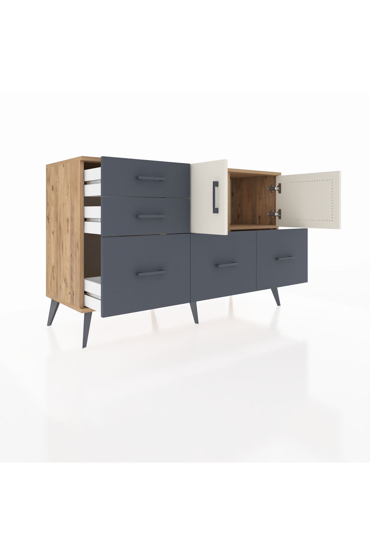 Kronos Konsol 2 Raflı 5 Çekmeceli 2 Kapaklı 132x59x83 - S606M049V23C