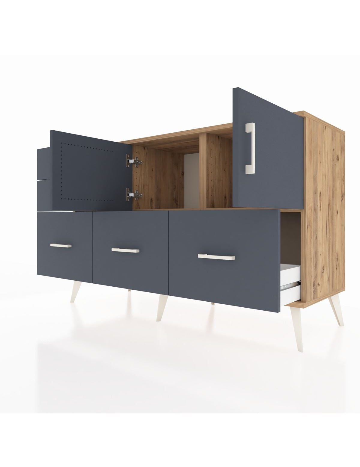 Kronos Konsol 2 Raflı 5 Çekmeceli 2 Kapaklı 132x59x83 - S606M049V26C