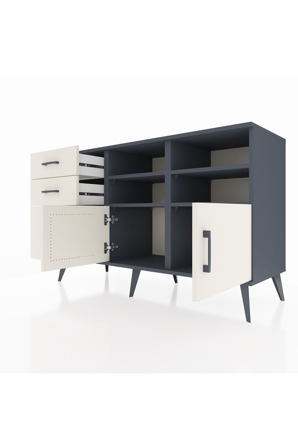 Kronos Konsol 4 Raflı 3 Çekmeceli 2 Kapaklı 132x59x83 - S606M050V13C