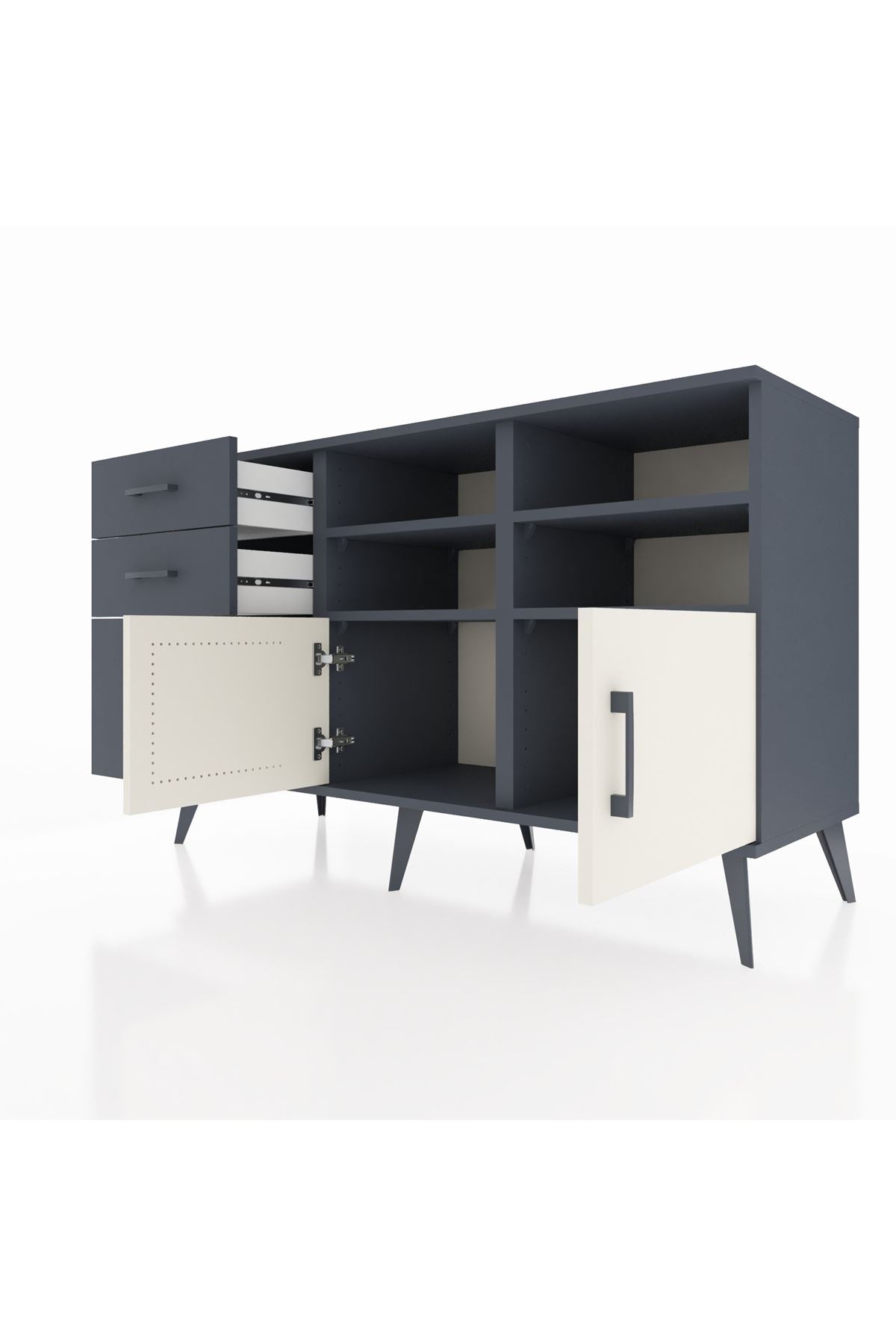 Kronos Konsol 4 Raflı 3 Çekmeceli 2 Kapaklı 132x59x83 - S606M050V14C