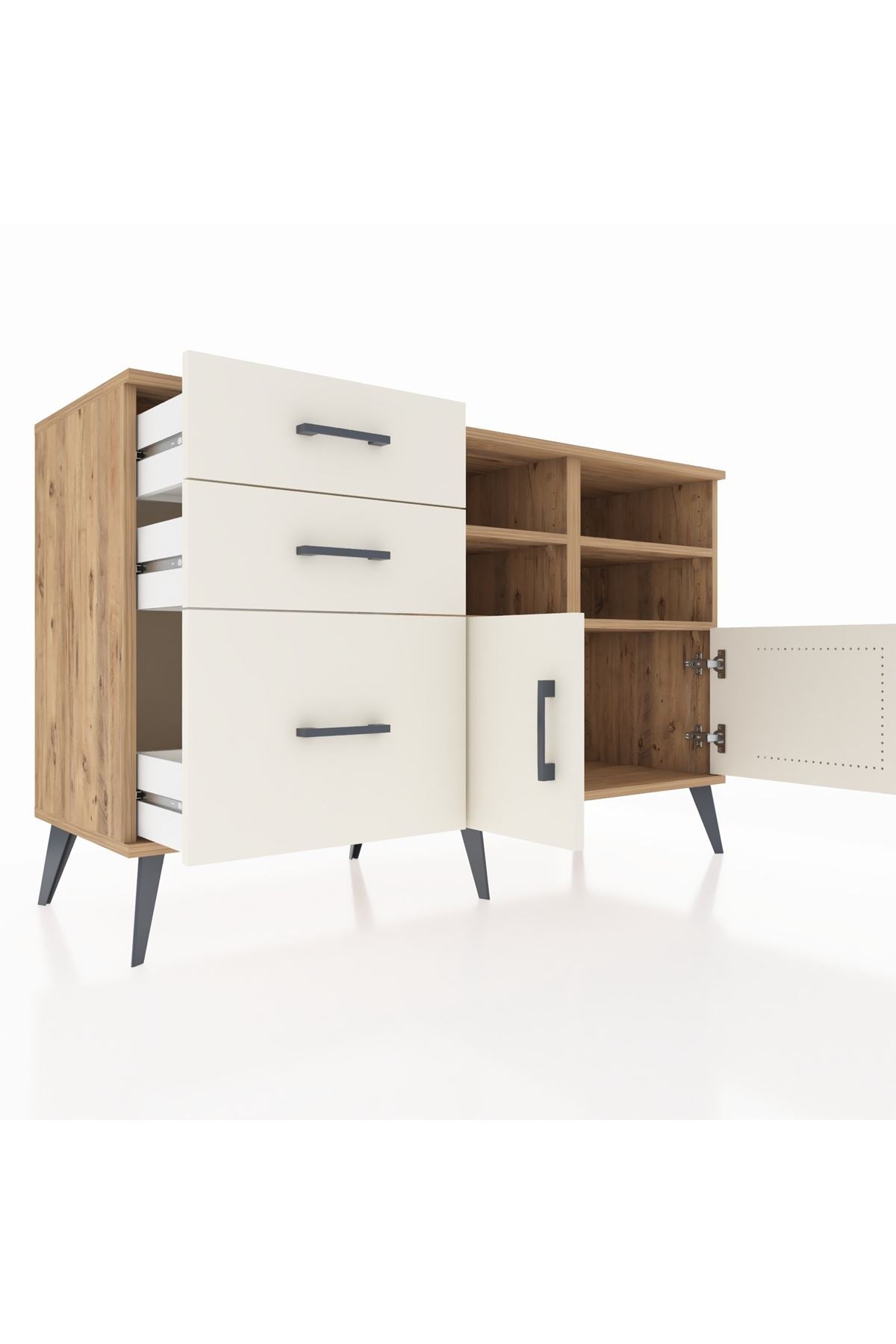 Kronos Konsol 4 Raflı 3 Çekmeceli 2 Kapaklı 132x59x83 - S606M050V22C