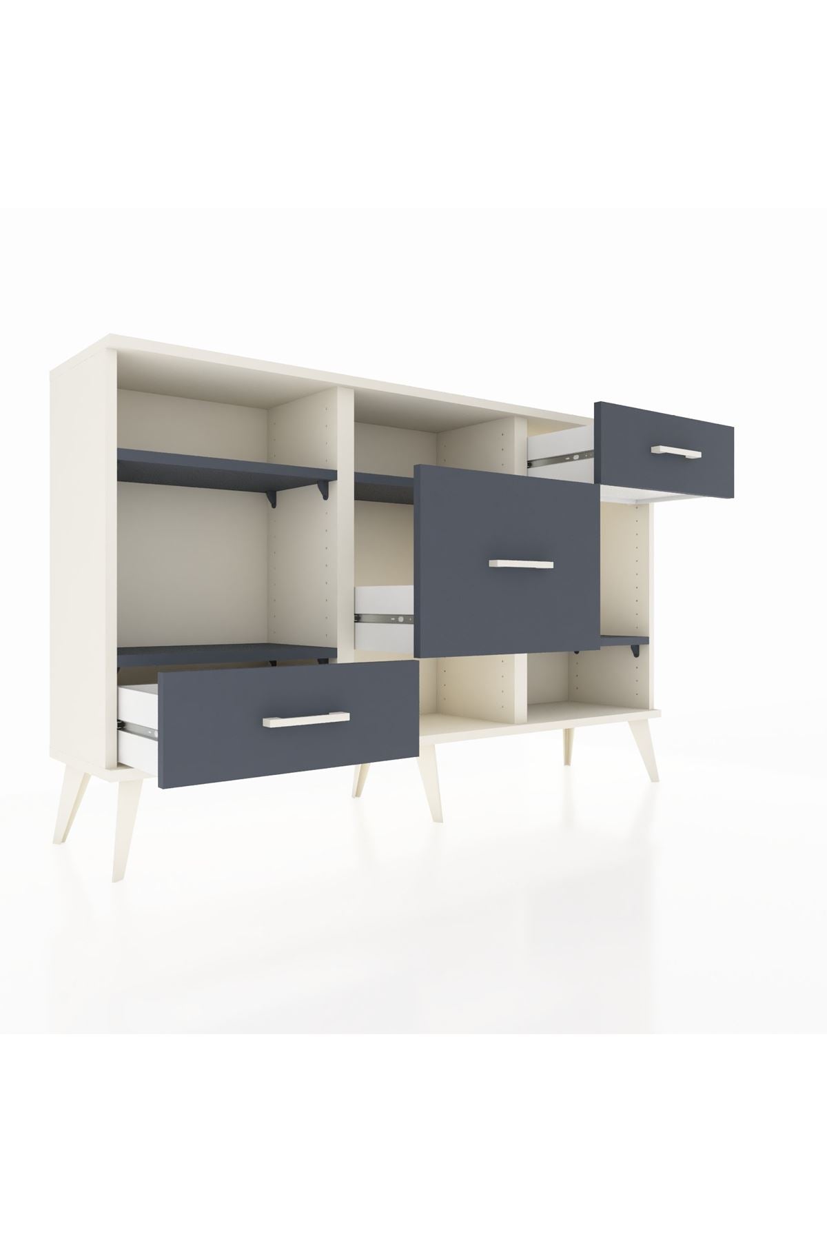 Arges Konsol 4 Raflı 3 Çekmeceli 132x30x83 - S144M001V08A
