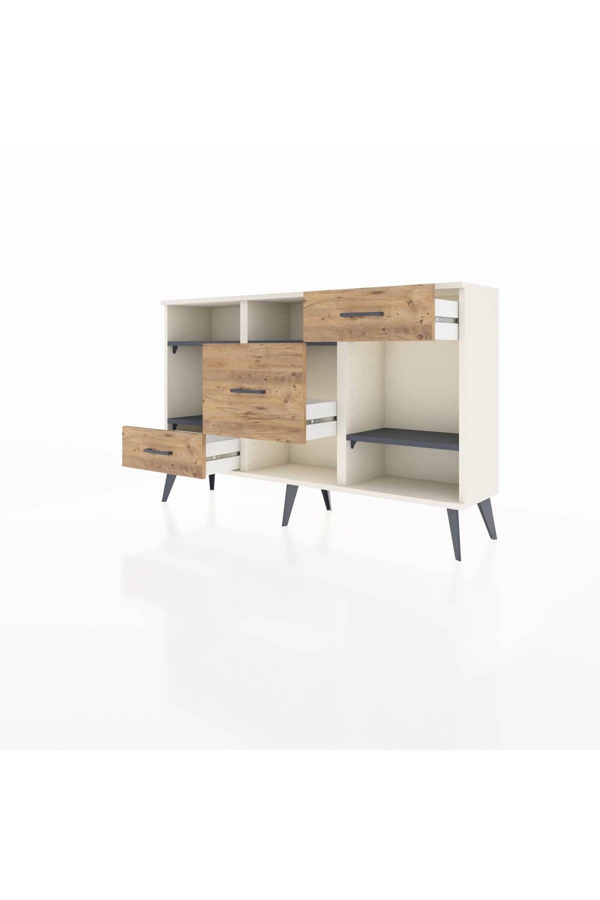 Arges Konsol 4 Raflı 3 Çekmeceli 132x30x83 - S144M001V09A