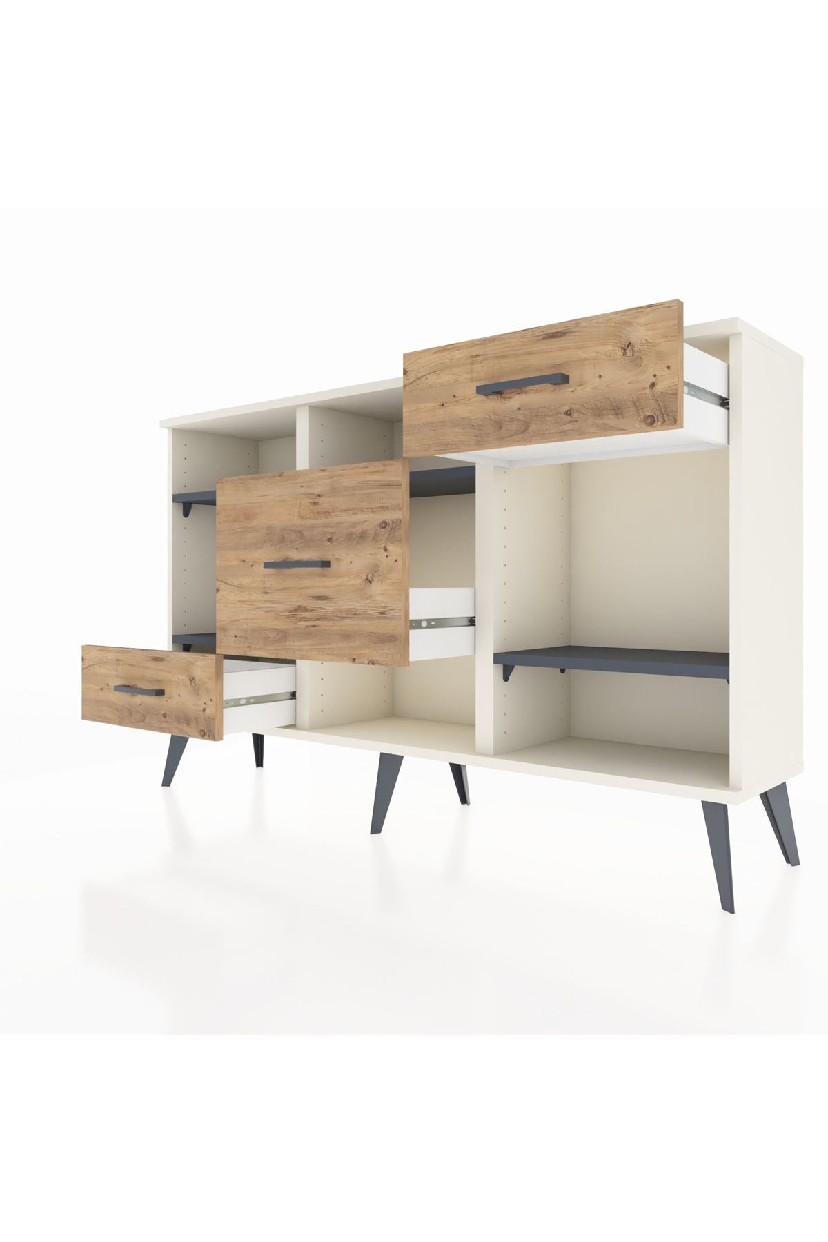 Arges Konsol 4 Raflı 3 Çekmeceli 132x30x83 - S144M001V09A