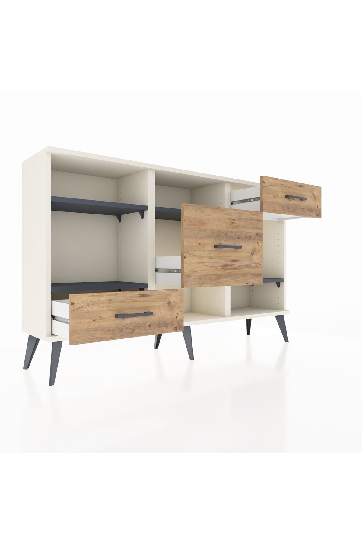 Arges Konsol 4 Raflı 3 Çekmeceli 132x30x83 - S144M001V09A