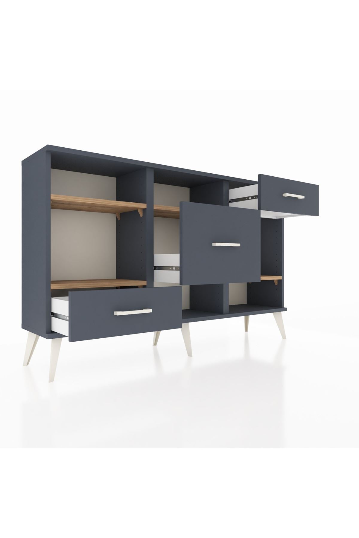 Arges Konsol 4 Raflı 3 Çekmeceli 132x30x83 - S144M001V11A