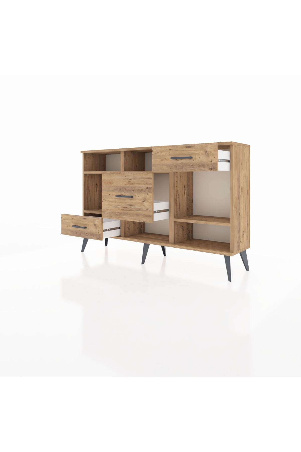 Arges Konsol 4 Raflı 3 Çekmeceli 132x30x83 - S144M001V21A