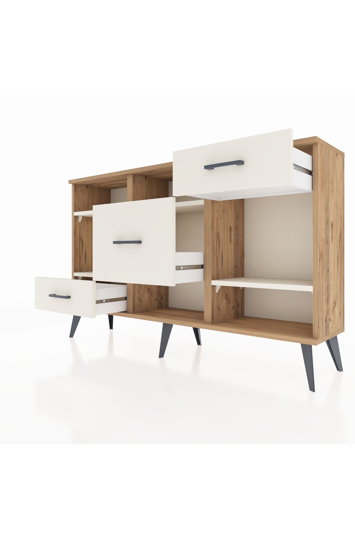 Arges Konsol 4 Raflı 3 Çekmeceli 132x30x83 - S144M001V22A