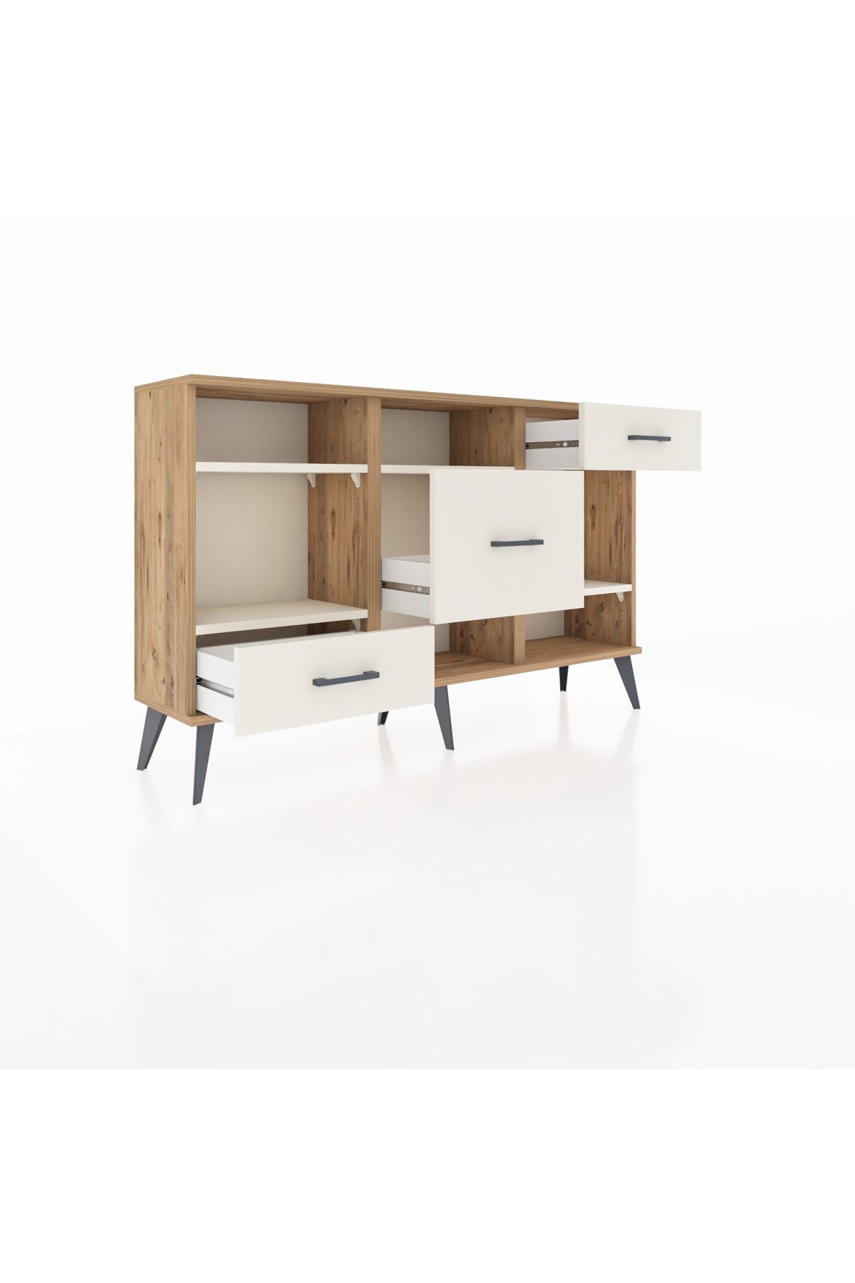 Arges Konsol 4 Raflı 3 Çekmeceli 132x30x83 - S144M001V22A