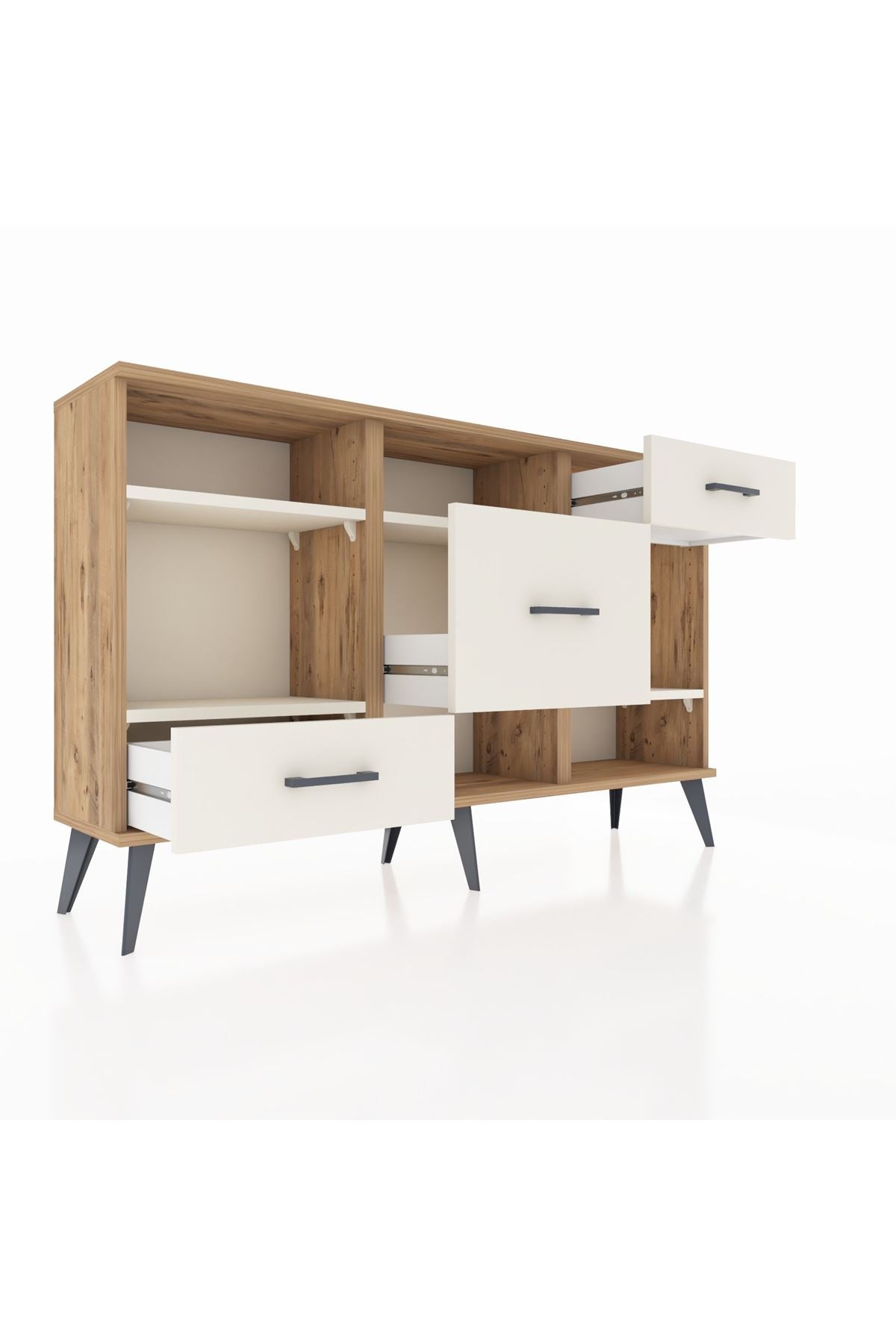 Arges Konsol 4 Raflı 3 Çekmeceli 132x30x83 - S144M001V22A