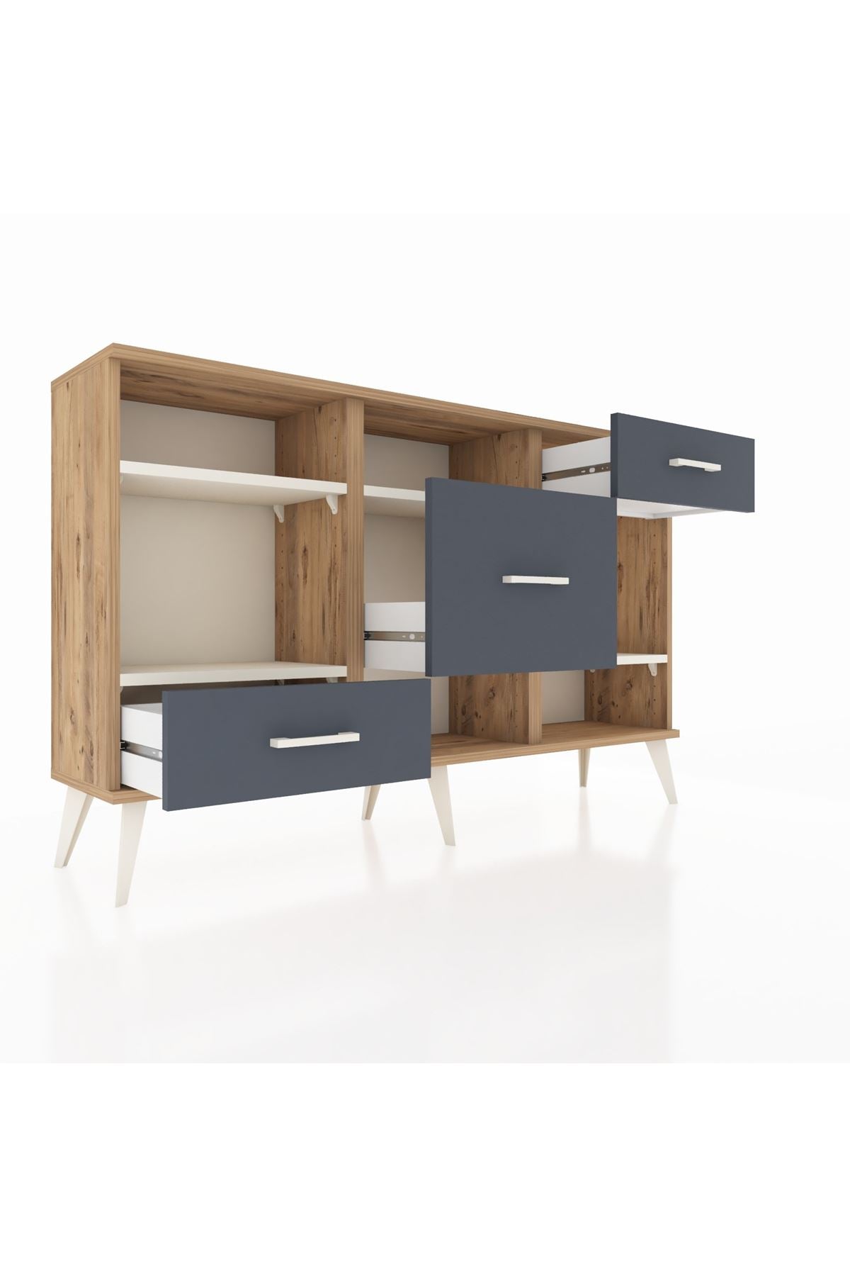 Arges Konsol 4 Raflı 3 Çekmeceli 132x30x83 - S144M001V23A