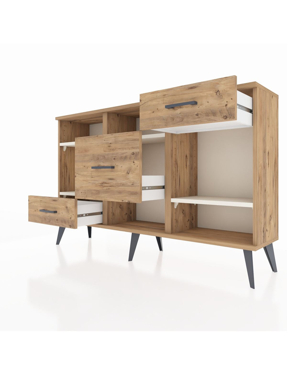 Arges Konsol 4 Raflı 3 Çekmeceli 132x30x83 - S144M001V24A