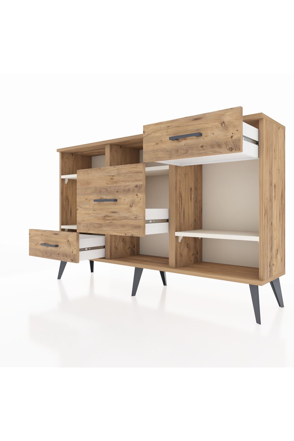 Arges Konsol 4 Raflı 3 Çekmeceli 132x30x83 - S144M001V24A