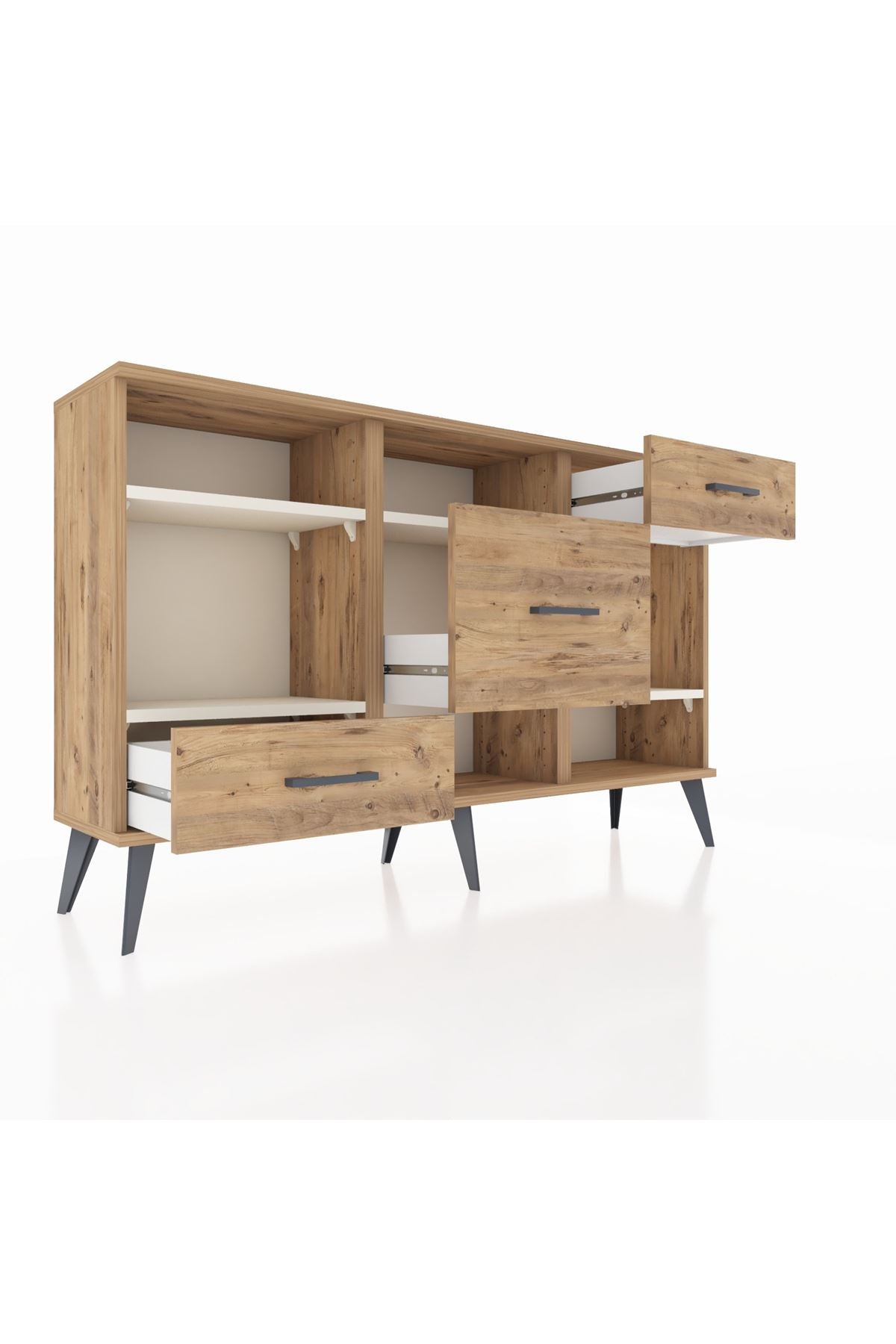 Arges Konsol 4 Raflı 3 Çekmeceli 132x30x83 - S144M001V24A