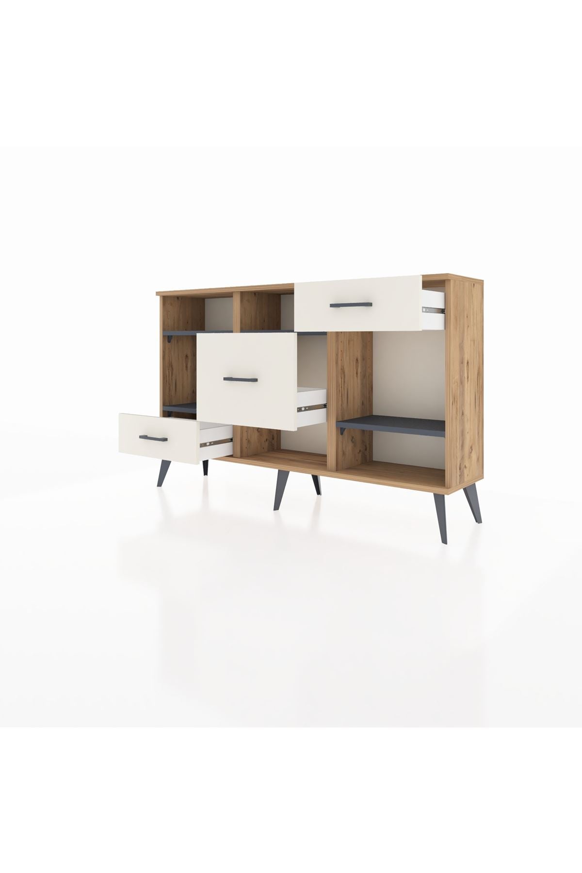 Arges Konsol 4 Raflı 3 Çekmeceli 132x30x83 - S144M001V25A