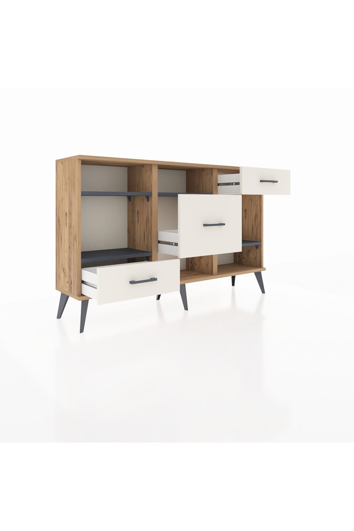 Arges Konsol 4 Raflı 3 Çekmeceli 132x30x83 - S144M001V25A