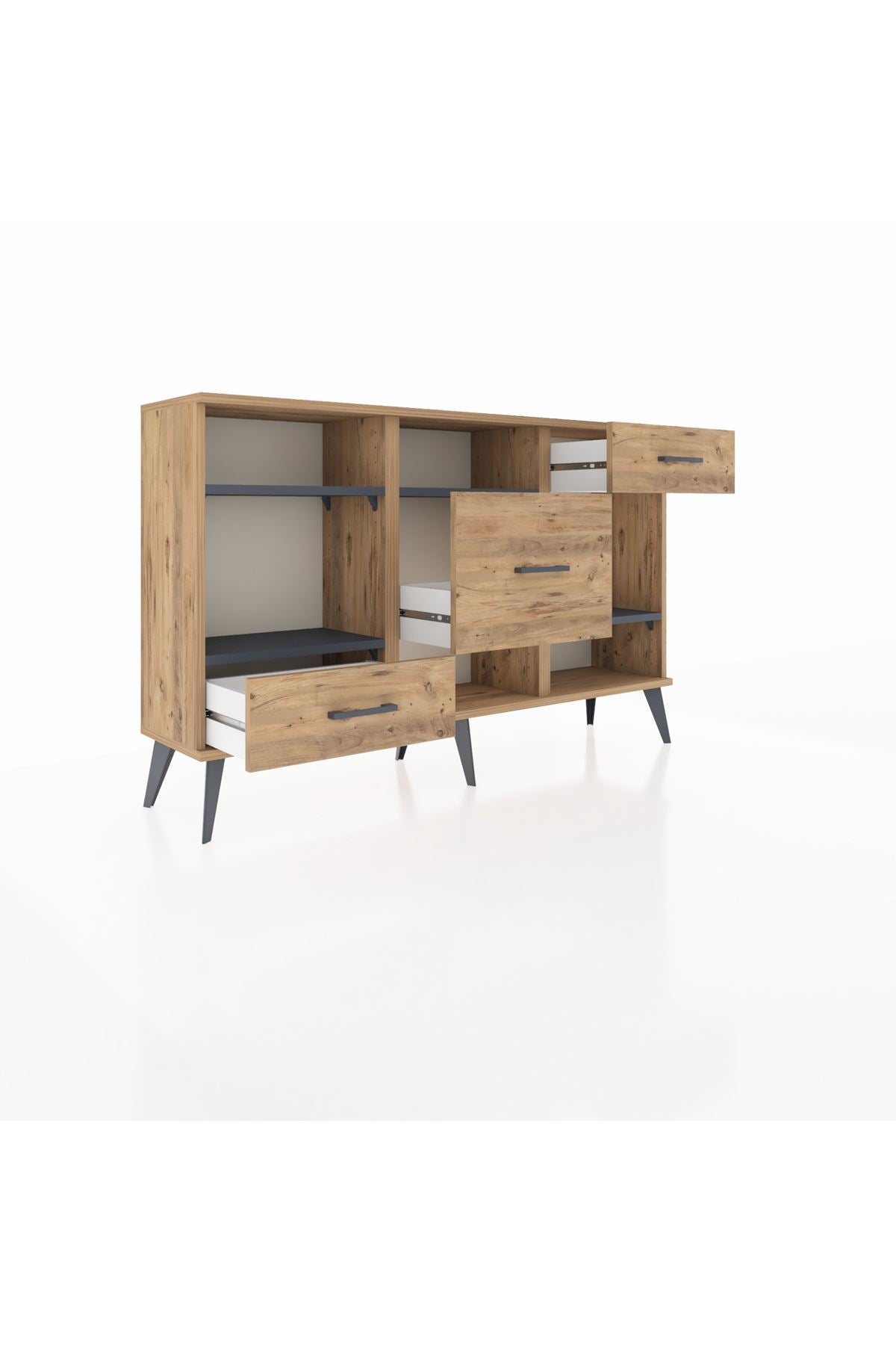 Arges Konsol 4 Raflı 3 Çekmeceli 132x30x83 - S144M001V27A