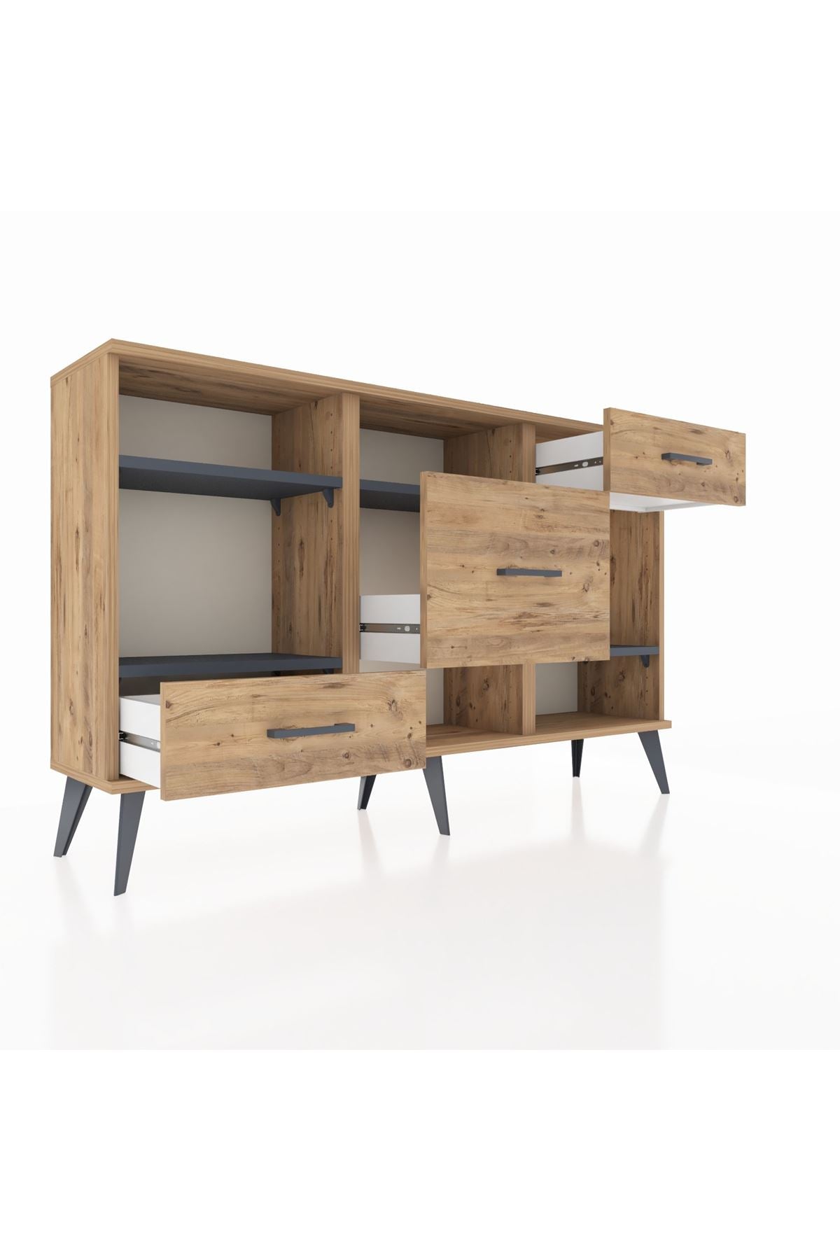 Arges Konsol 4 Raflı 3 Çekmeceli 132x30x83 - S144M001V27A