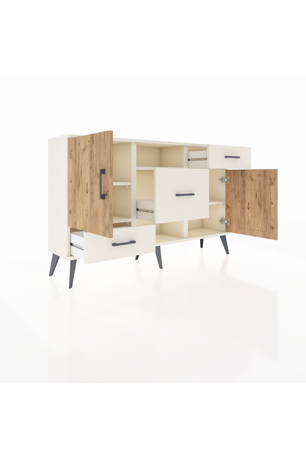 Arges Konsol 4 Raflı 3 Çekmeceli 2 Kapaklı 132x30x83 - S144M002V01A