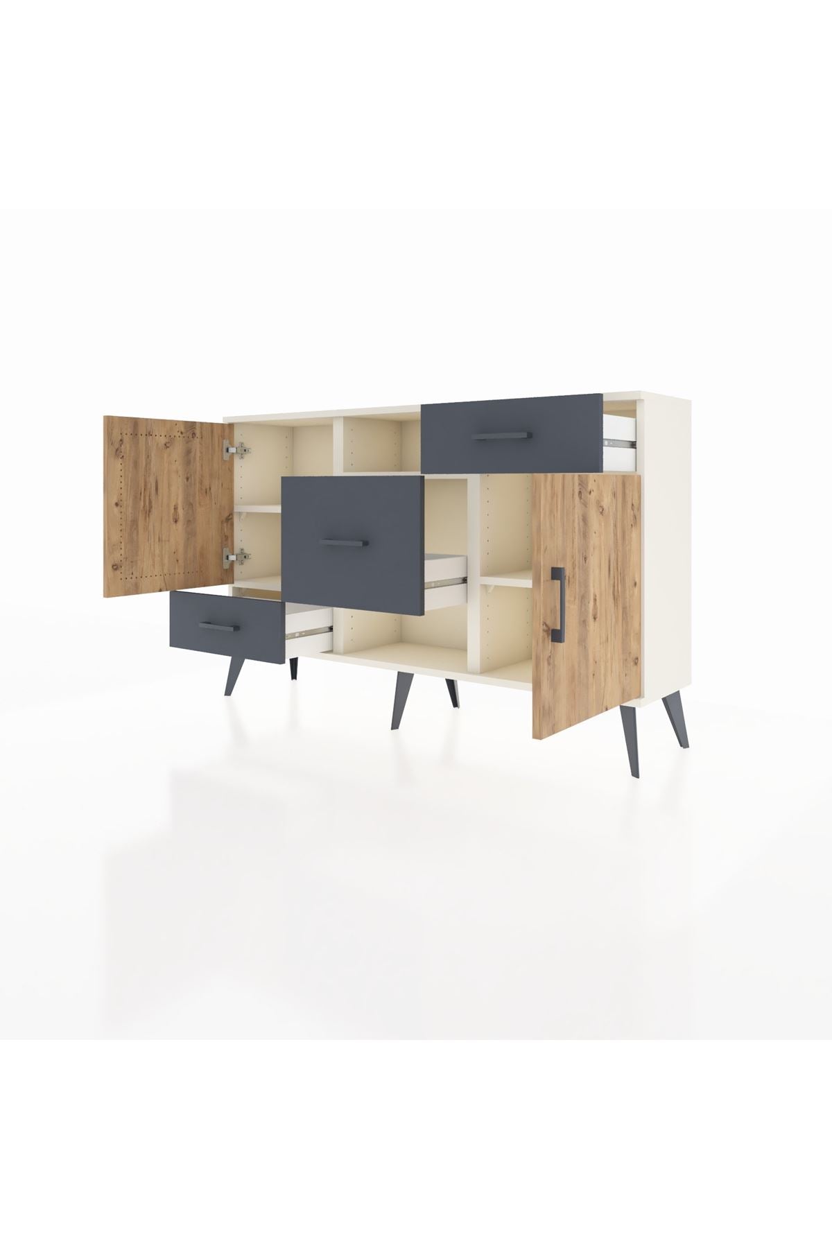 Arges Konsol 4 Raflı 3 Çekmeceli 2 Kapaklı 132x30x83 - S144M002V02A