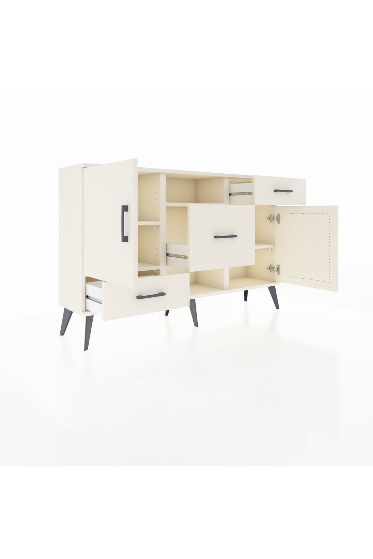 Arges Konsol 4 Raflı 3 Çekmeceli 2 Kapaklı 132x30x83 - S144M002V04A