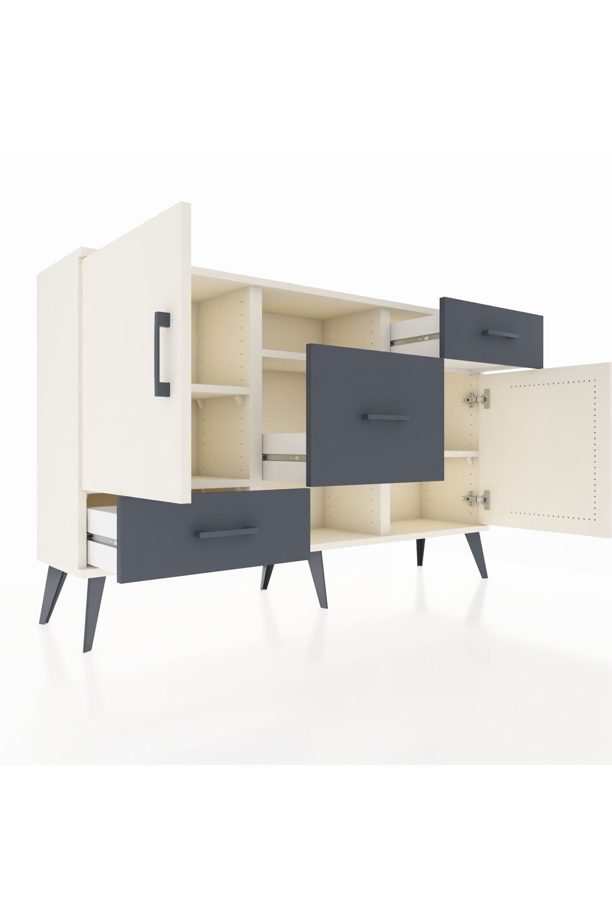 Arges Konsol 4 Raflı 3 Çekmeceli 2 Kapaklı 132x30x83 - S144M002V05A