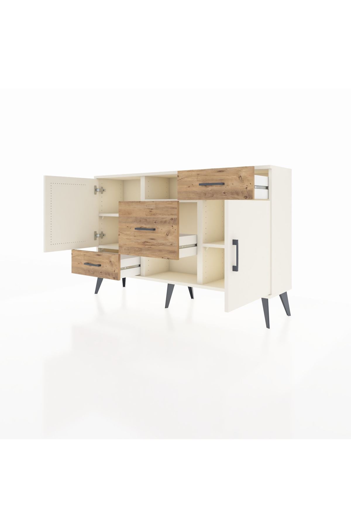 Arges Konsol 4 Raflı 3 Çekmeceli 2 Kapaklı 132x30x83 - S144M002V06A
