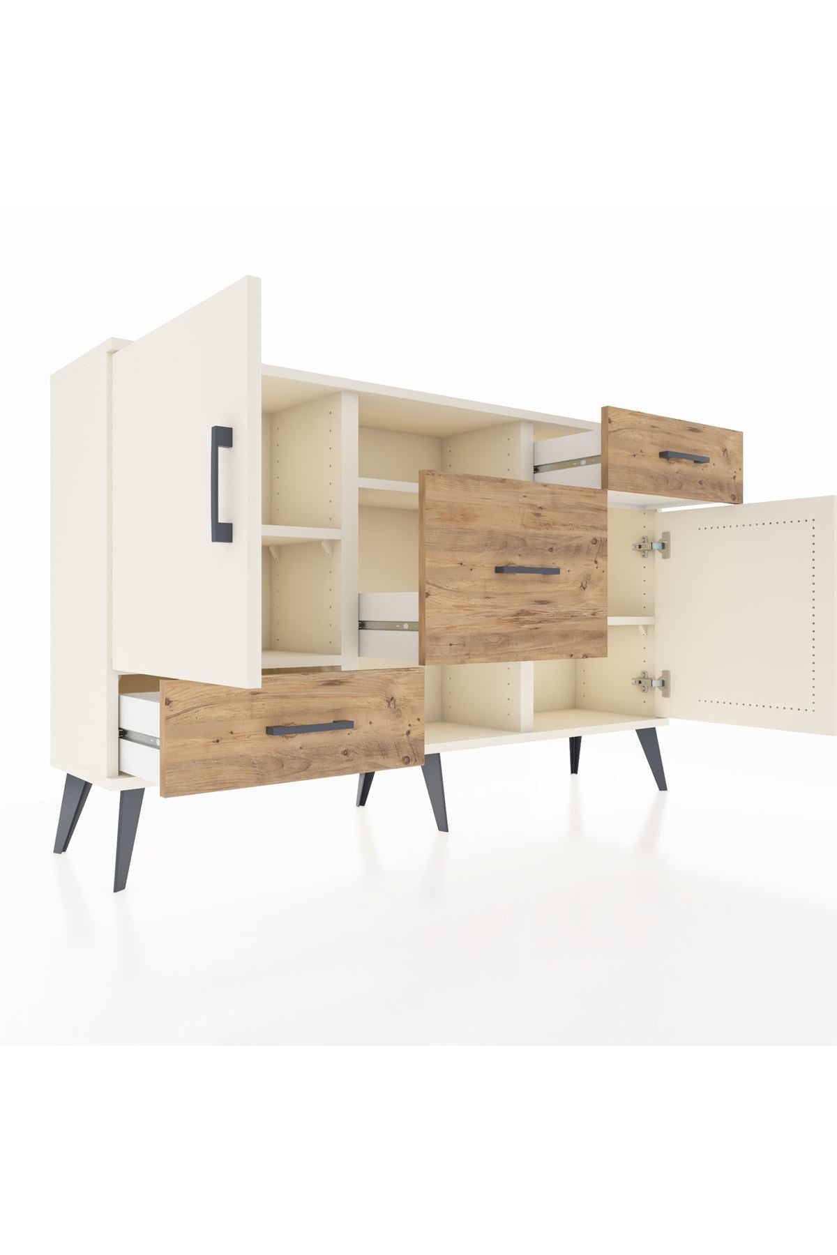 Arges Konsol 4 Raflı 3 Çekmeceli 2 Kapaklı 132x30x83 - S144M002V06A