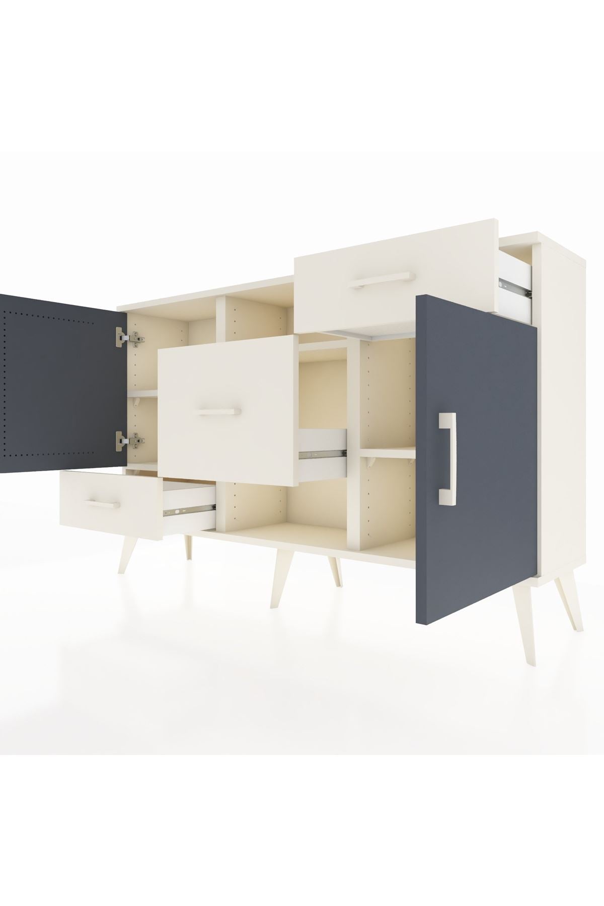 Arges Konsol 4 Raflı 3 Çekmeceli 2 Kapaklı 132x30x83 - S144M002V07A