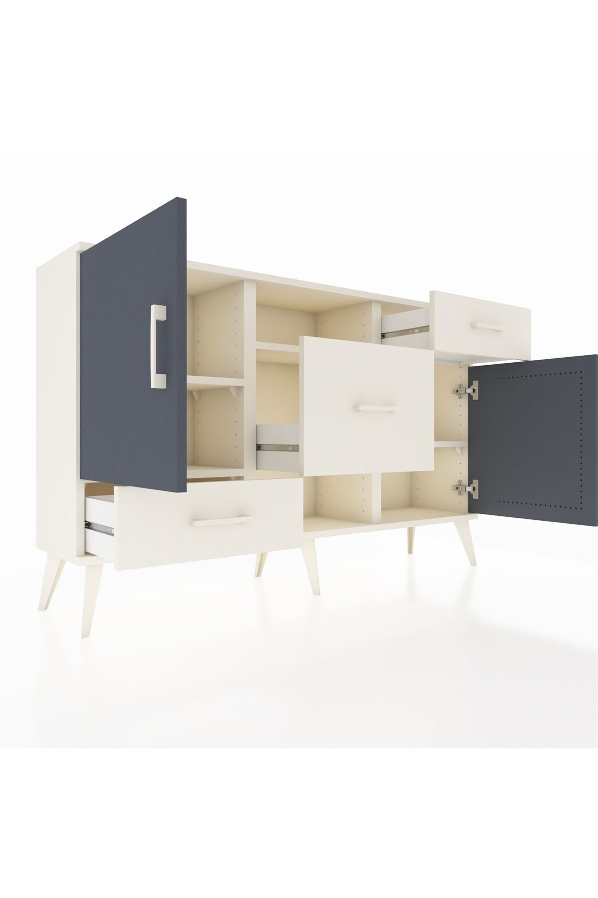 Arges Konsol 4 Raflı 3 Çekmeceli 2 Kapaklı 132x30x83 - S144M002V07A