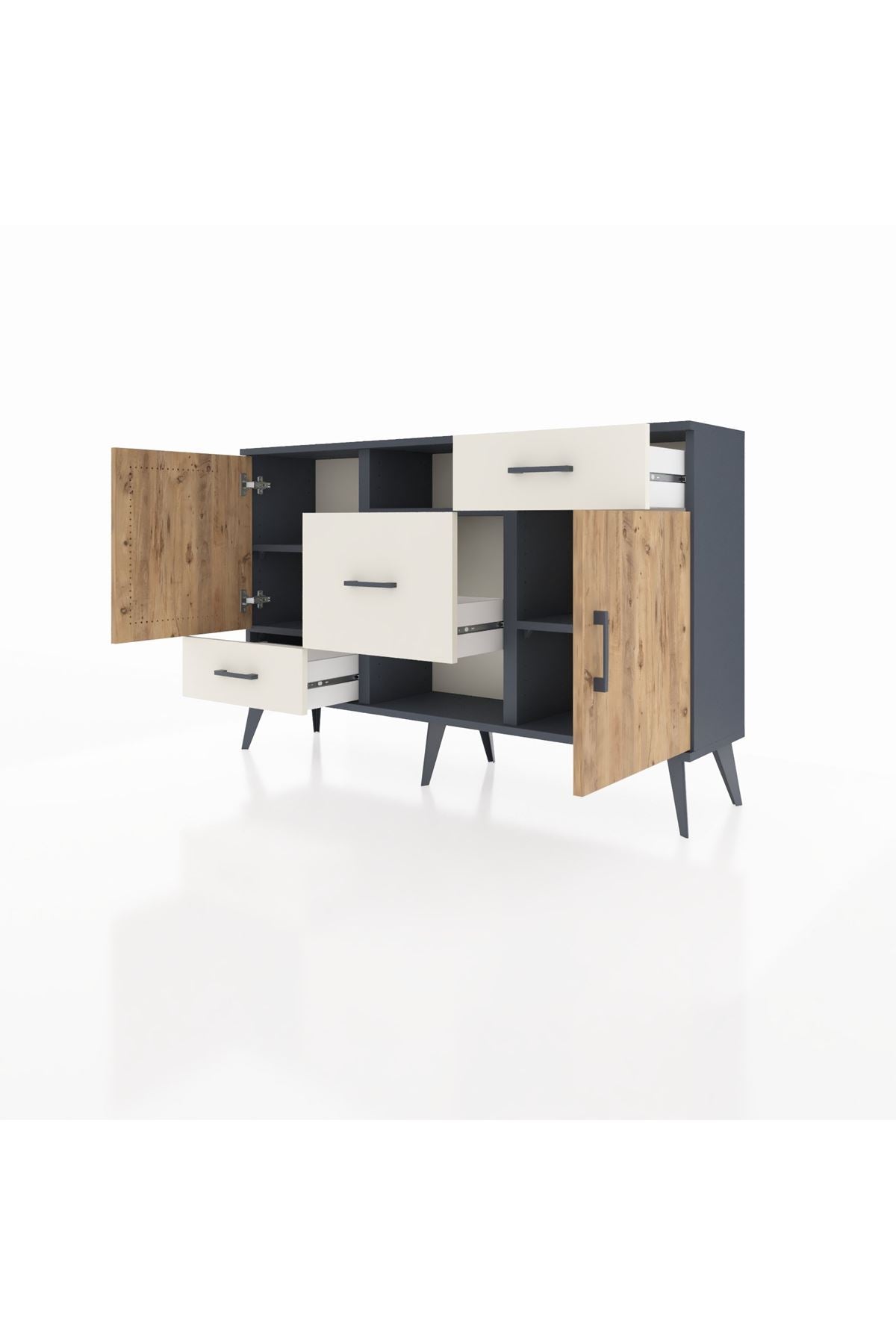 Arges Konsol 4 Raflı 3 Çekmeceli 2 Kapaklı 132x30x83 - S144M002V10A