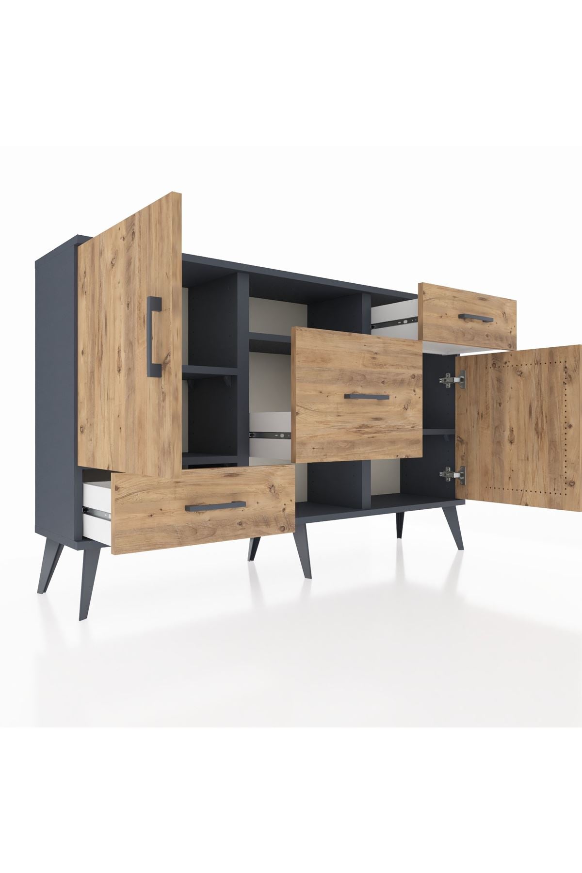Arges Konsol 4 Raflı 3 Çekmeceli 2 Kapaklı 132x30x83 - S144M002V12A