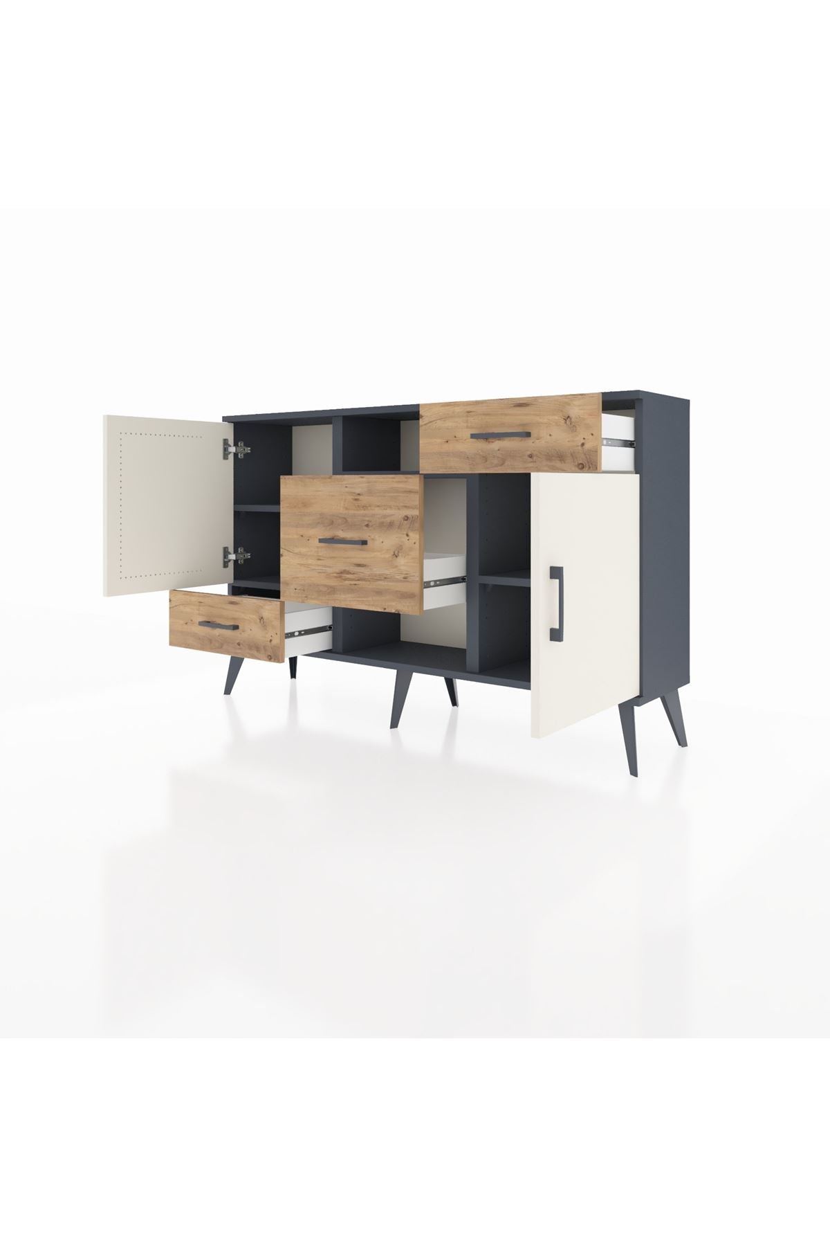 Arges Konsol 4 Raflı 3 Çekmeceli 2 Kapaklı 132x30x83 - S144M002V15A