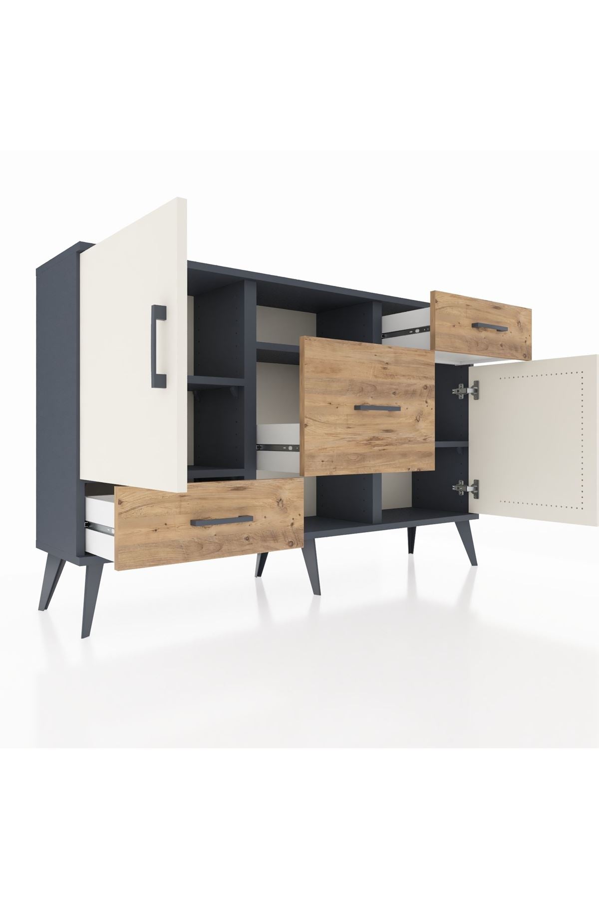 Arges Konsol 4 Raflı 3 Çekmeceli 2 Kapaklı 132x30x83 - S144M002V15A