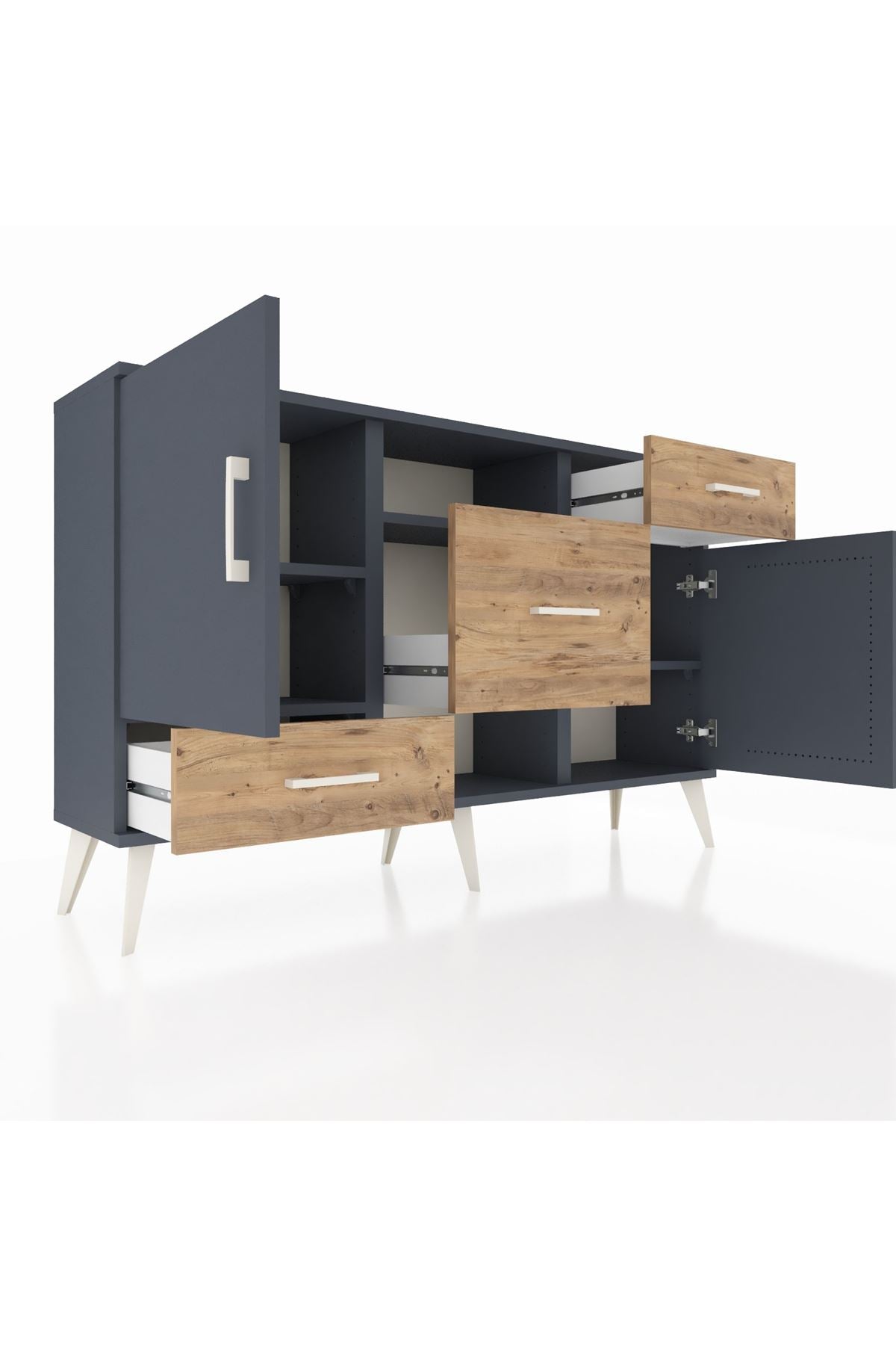 Arges Konsol 4 Raflı 3 Çekmeceli 2 Kapaklı 132x30x83 - S144M002V18A