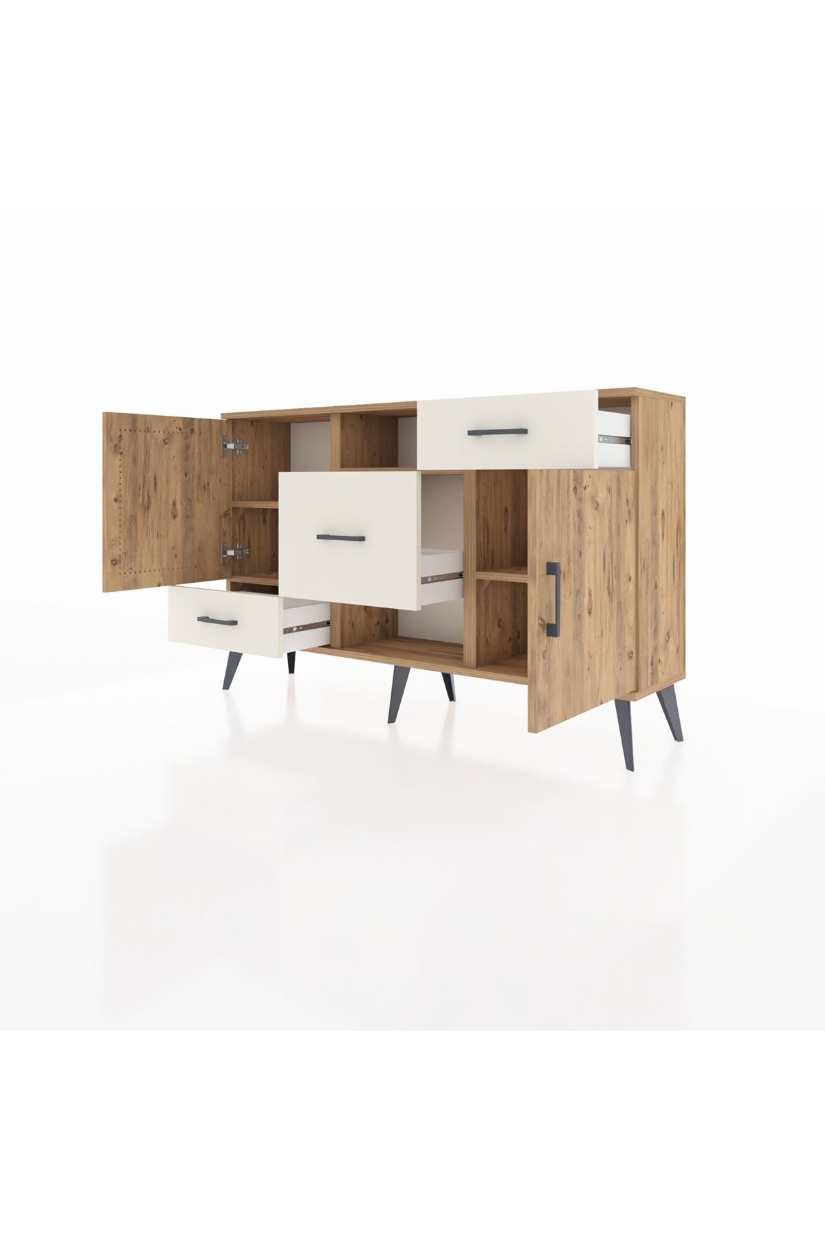 Arges Konsol 4 Raflı 3 Çekmeceli 2 Kapaklı 132x30x83 - S144M002V19A