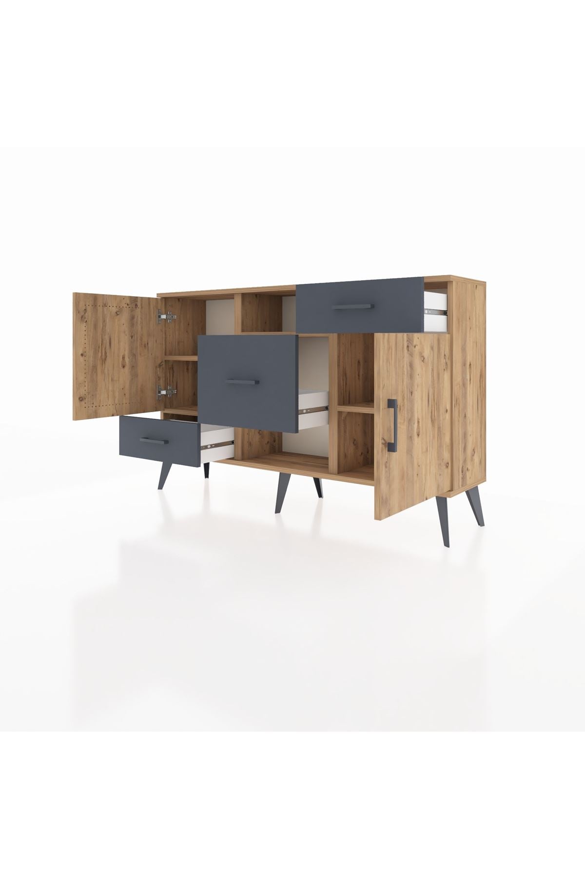 Arges Konsol 4 Raflı 3 Çekmeceli 2 Kapaklı 132x30x83 - S144M002V20A