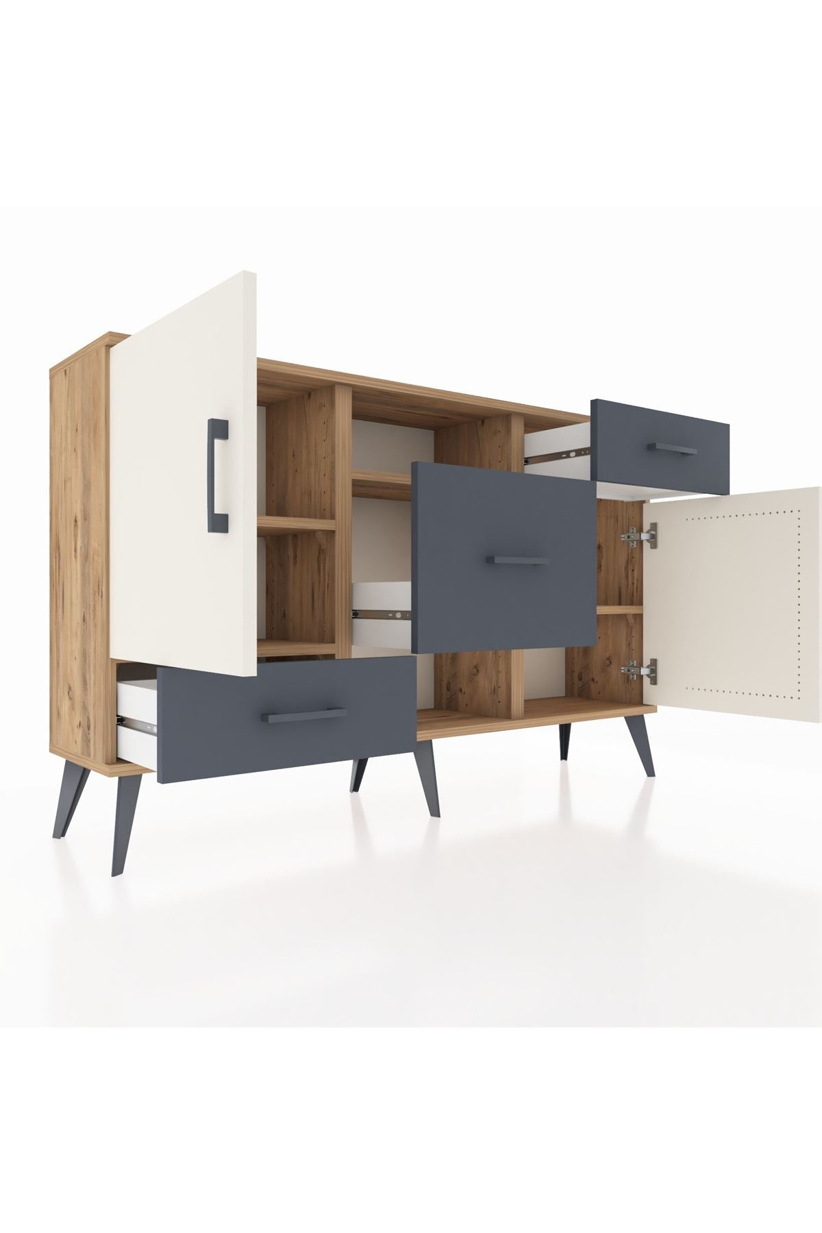 Arges Konsol 4 Raflı 3 Çekmeceli 2 Kapaklı 132x30x83 - S144M002V23A
