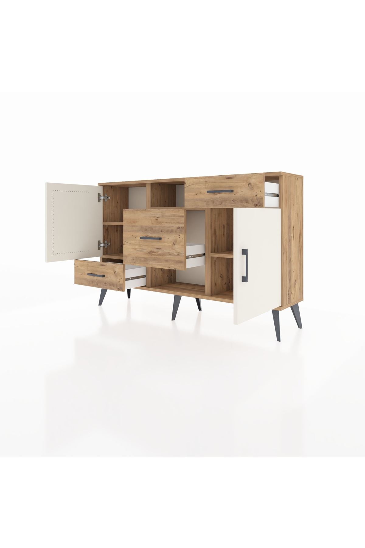 Arges Konsol 4 Raflı 3 Çekmeceli 2 Kapaklı 132x30x83 - S144M002V24A