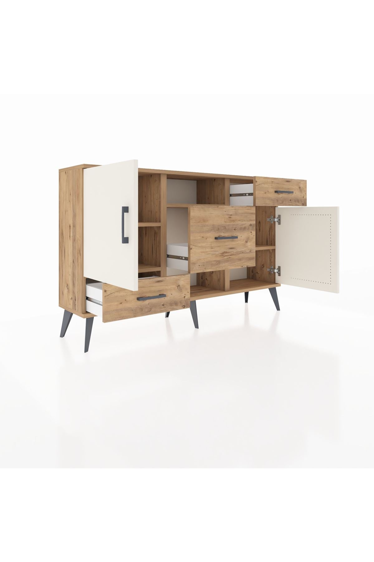 Arges Konsol 4 Raflı 3 Çekmeceli 2 Kapaklı 132x30x83 - S144M002V24A